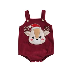 Winter Baby Corduroy Rompers Infant Girl Boy Christmas Elk Embroidery Sleeveless Bodysuit Newborn Jumpsuits Clothes