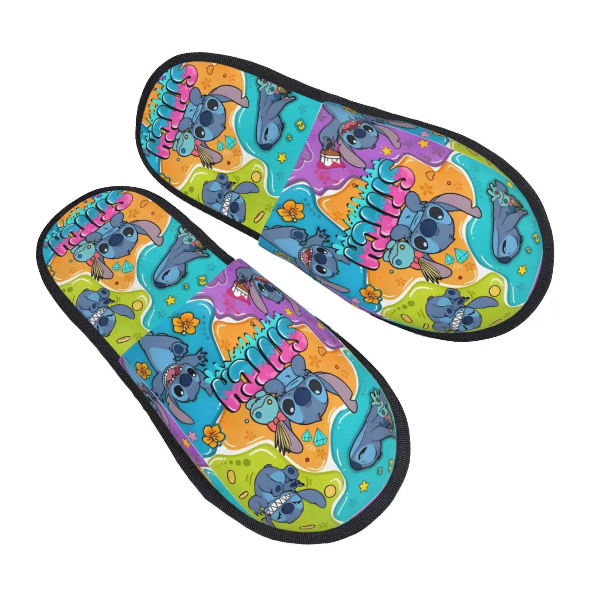 Winter Slippers Stitch Cute Cartoon Merch Household Fur Slippers Slides Living Room Cozy Anti-skid Slides