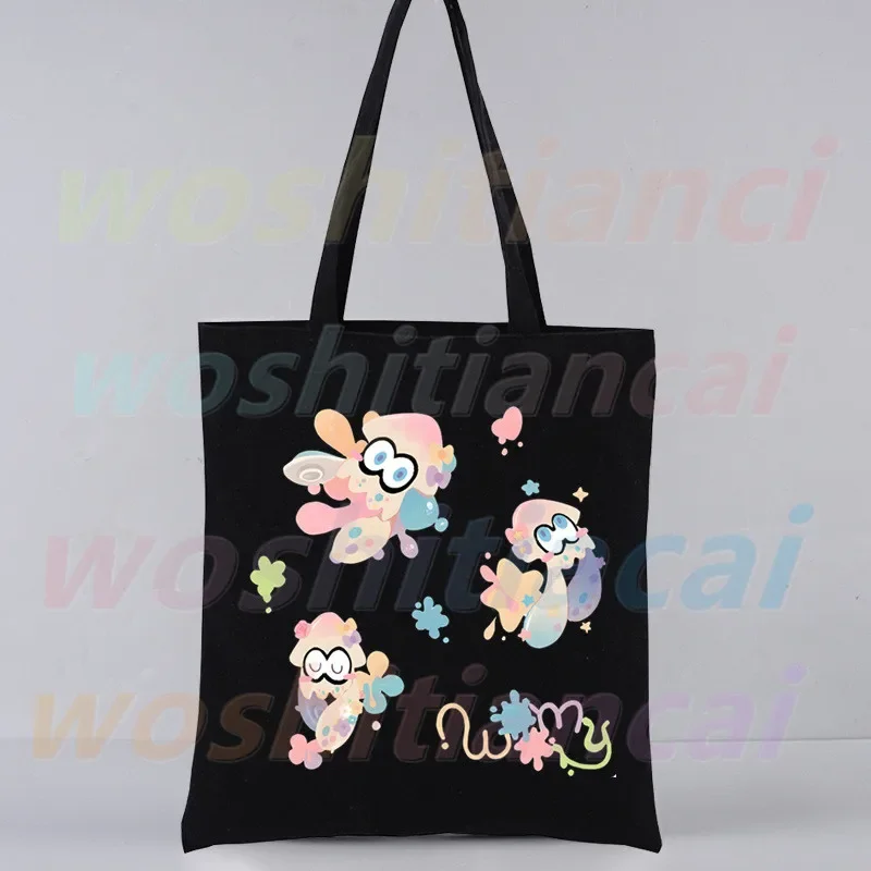 Sepo tiro juego de dibujos animados japoneses bolsos Unisex negros bolso de mano de lona personalizado uso diario bolsa de compras informal de viaje