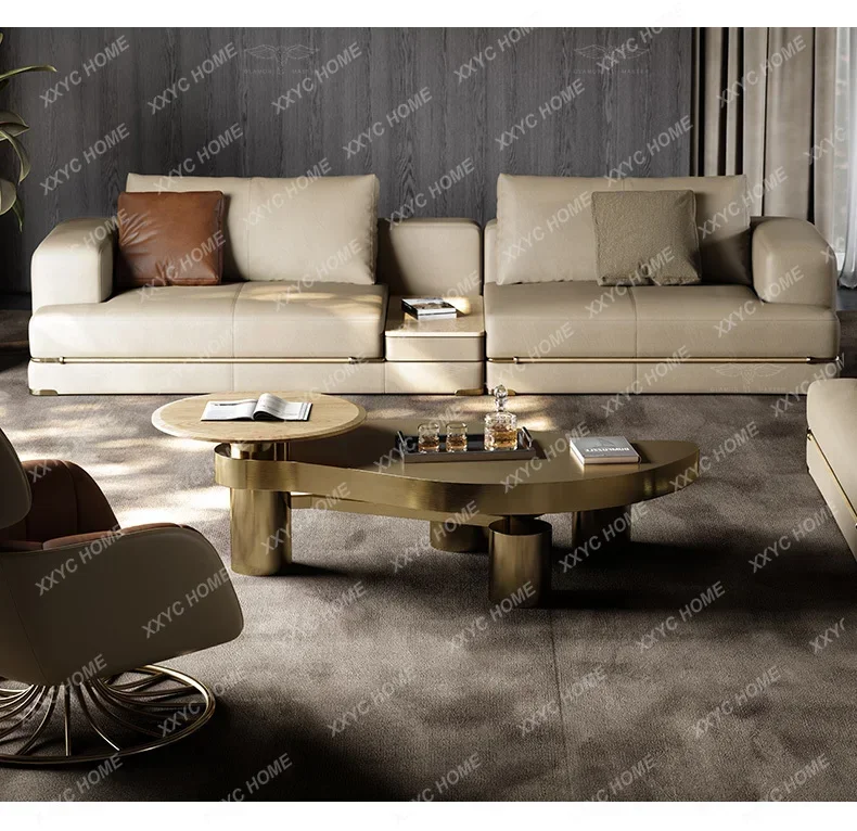 VHminimalist coffee table villa living room household coffee table TV cabinet light luxury modern marble coffee table