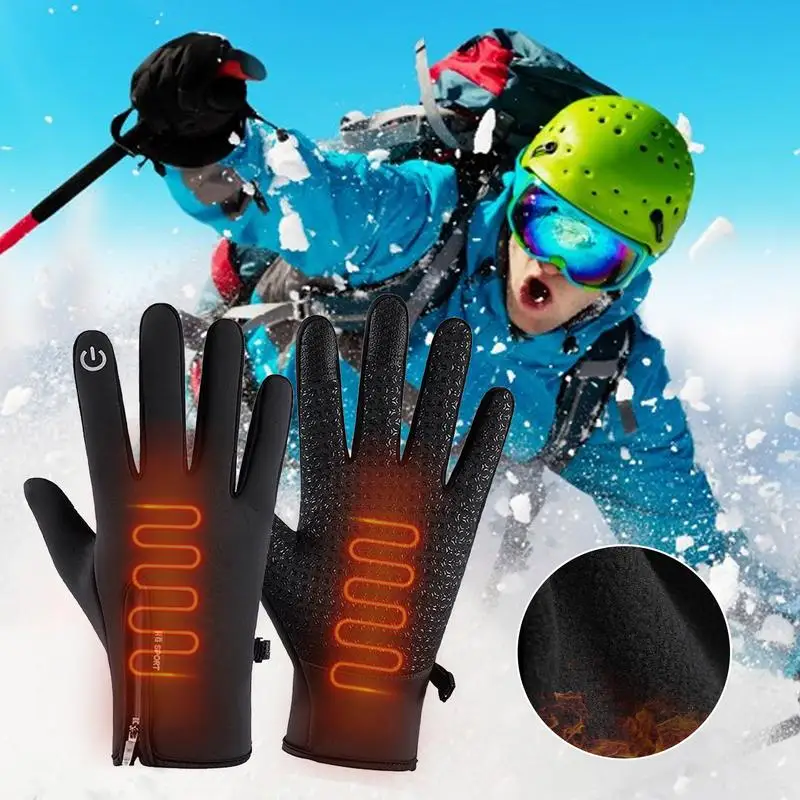 USB Touch Screen Gloves Heated Motorcycle Gloves Heating Thermal Gloves Winter Thermal Gloves Snow Mittens Ski Riding Gloves