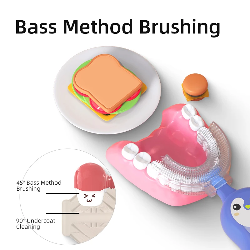 1/3 pcs U-shape Kids Toothbrush BPA Free 360-Degree Oral Cleaning Soft Silicone Brush Head for 2-6 years old baby