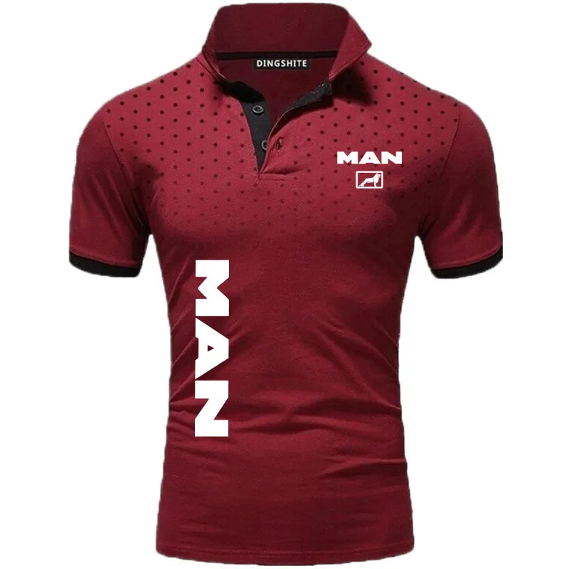 2023 Summer men\'s POLO shirt men\'s golf shirt truck MAN logo print Comfortable breathable casual sports men\'s T shirt top