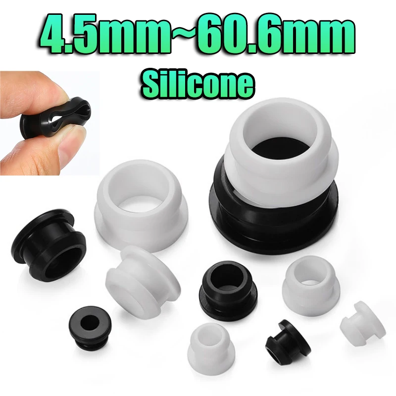 Beicai Silicone Rubber Snap-on Hole Plug 4.5-60.6mm Black/white Cable Wire Bushing For Electrical Equipment Protective Loop
