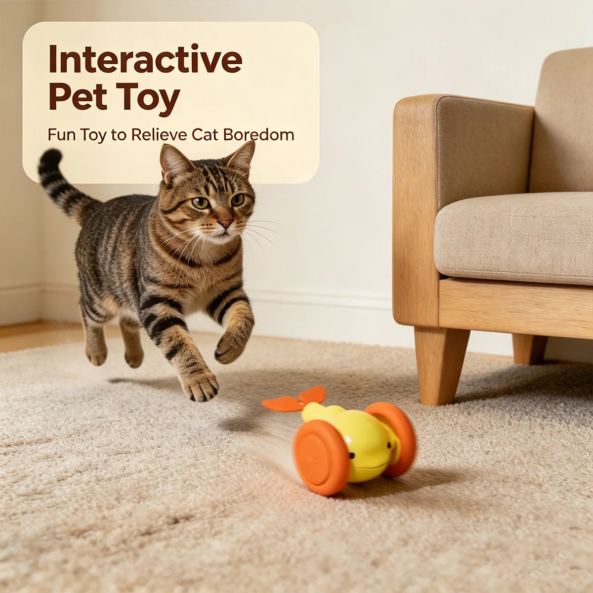 Rechargeable Interactive Electric Cat Toy Car Automatic Rolling Teaser Smart Pet Toy with Intelligent Obstacle Avoidance for Cat
