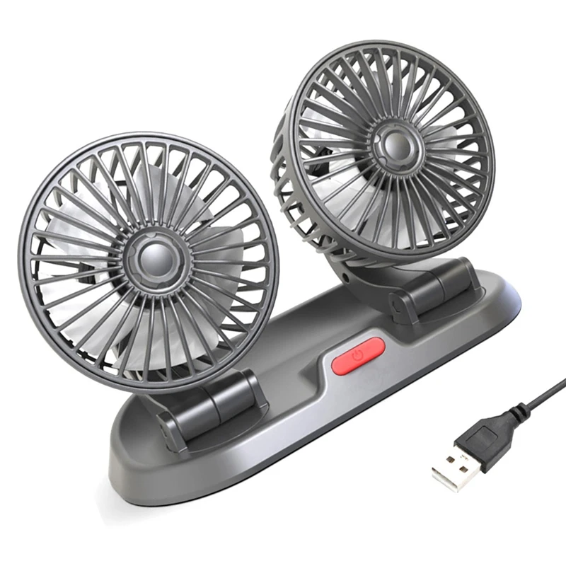 Ventilador USB para coche, ventilador de doble cabezal, ventilador de refrigeración automático portátil, ventilador eléctrico de gran viento, ventilador plegable para coche y hogar