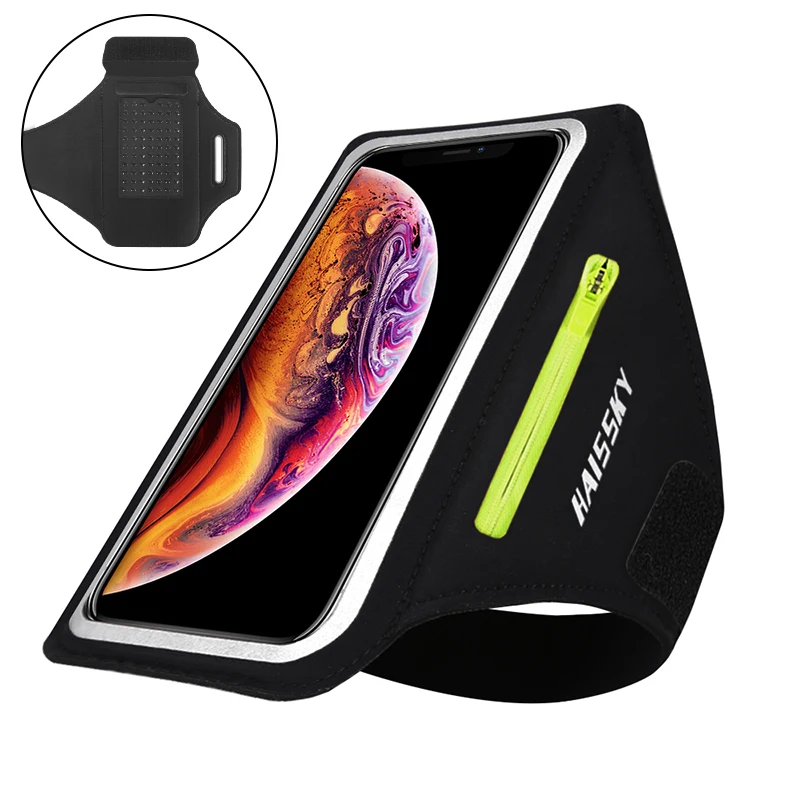 HAISSKY Laufsport-Armbinden für iPhone 17 16 15 14 13 Pro Max 15 Plus 16e 17 Air Samsung S25Ultra Reißverschlusstasche Armtasche Tasche