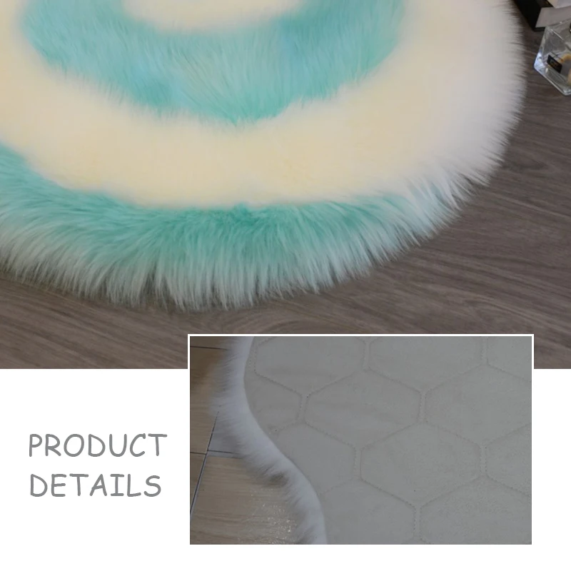 40cm Circle candy Design Shaggy Carpet Artificial Sheepskin Wool Faux Fluffy Mats Cute Area Rug Children Room Carpet Home Decor