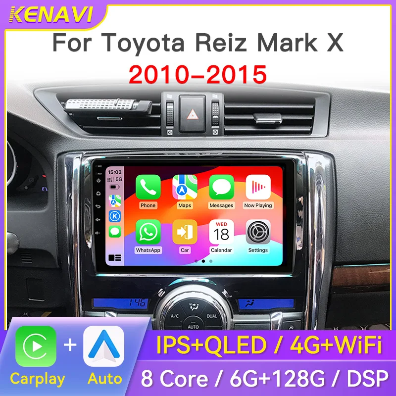 

Car Stereo Radio For Toyota Reiz Mark X 2010 - 2015 Multimedia Player GPS Wireless Carplay Android Auto Head Unit 2 Din Screen