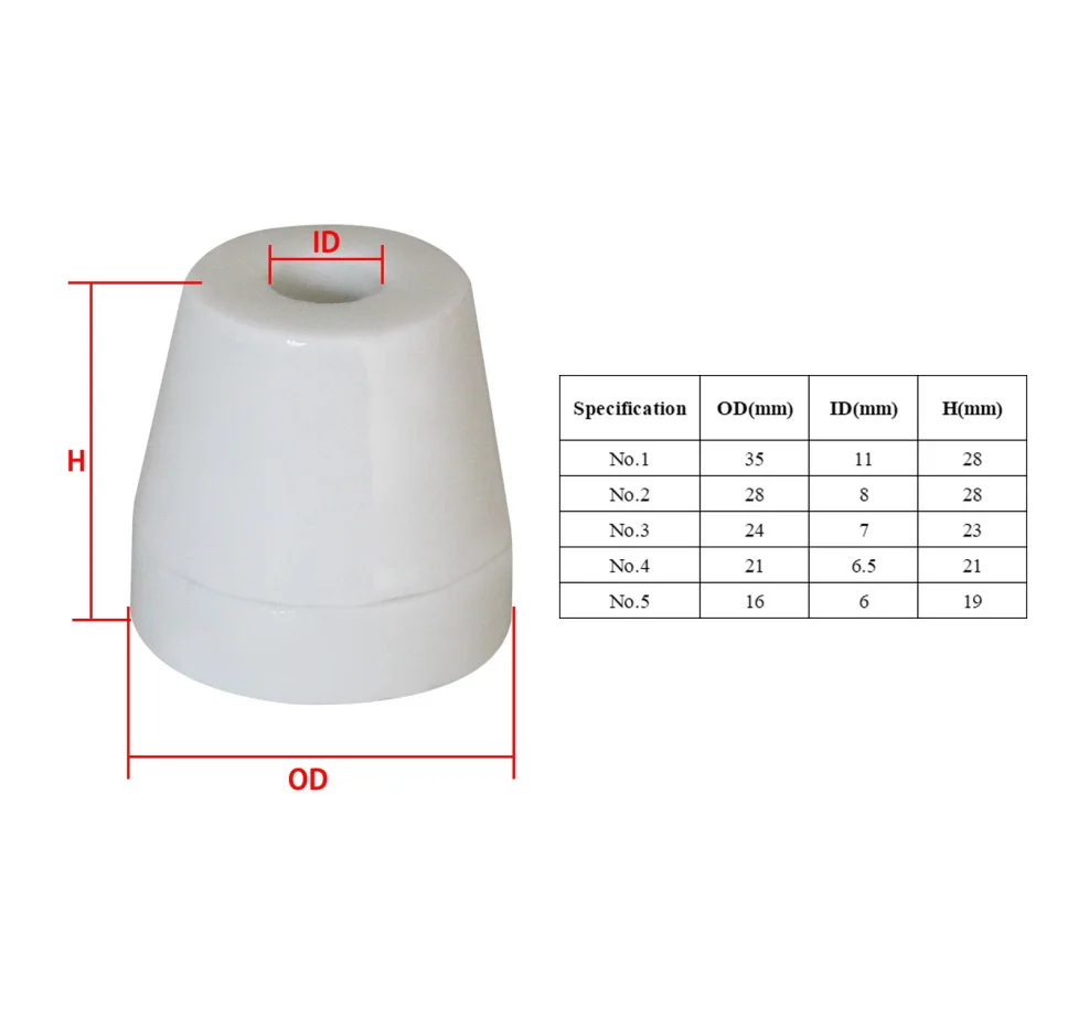 10 Pcs 5/6/7/8/11mm Dia Ceramic Tapered Insulators Beads Alumina Porcelain Insulator for Heating Wire