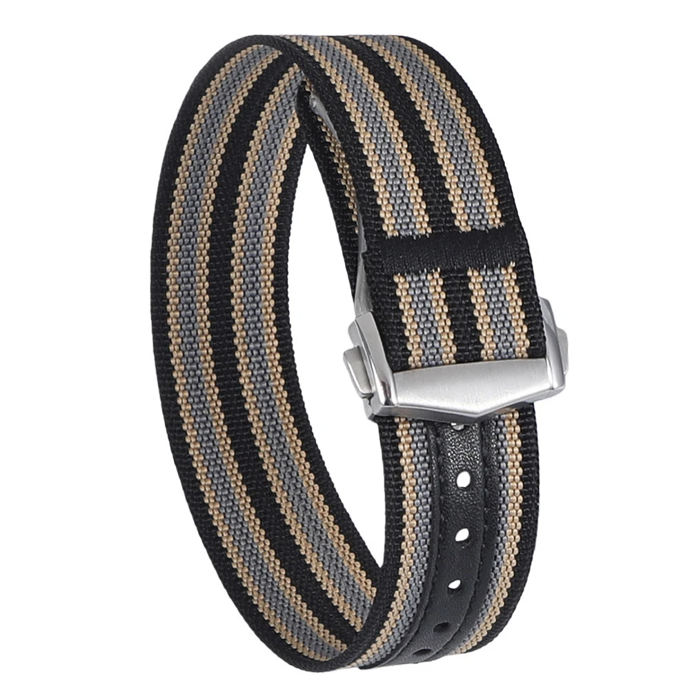 Premium geripptes Uhrenarmband mit Faltschließe, Nylon, 20 mm, 22 mm, Uhrenarmband für Omega, Faltschließe, Sportarmband für Herren