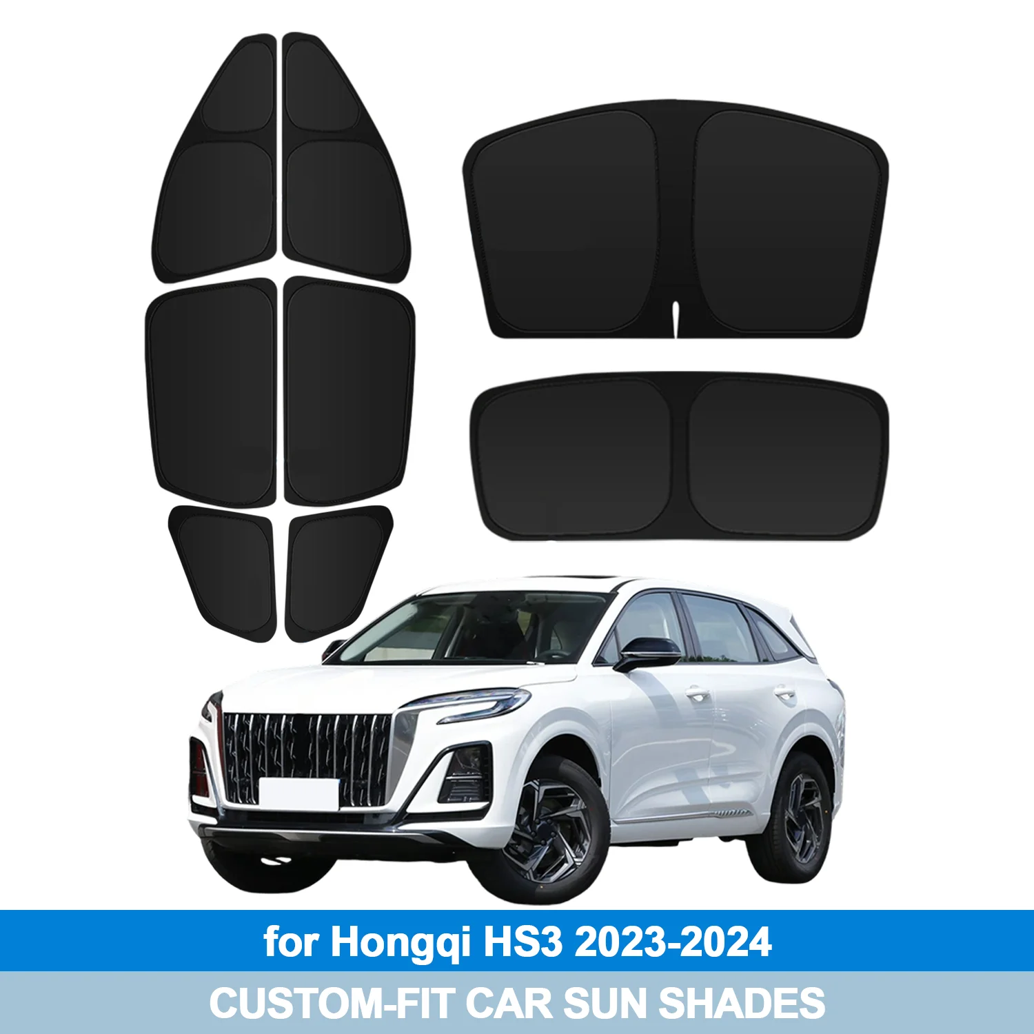 

For Hongqi HS3 2023-2024 Windshield Sun Shade Side Window Shades Cover Sun Visor Shield Privacy Protection