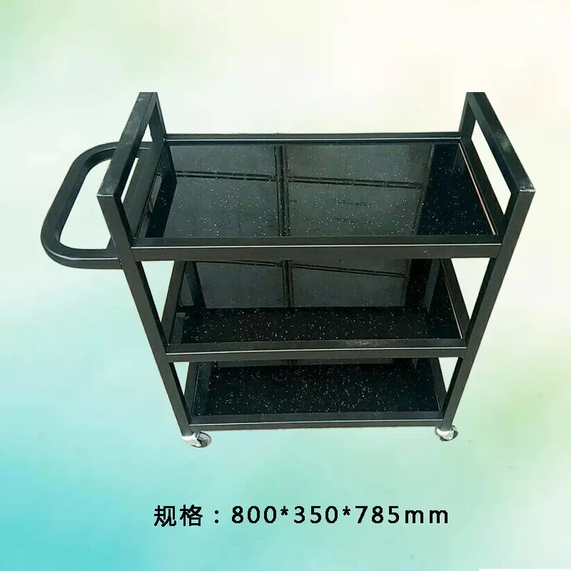 Wooden luxury wine cart, modern simple three-layer stainless steel paint wine cart, small three-layer tea cabinet