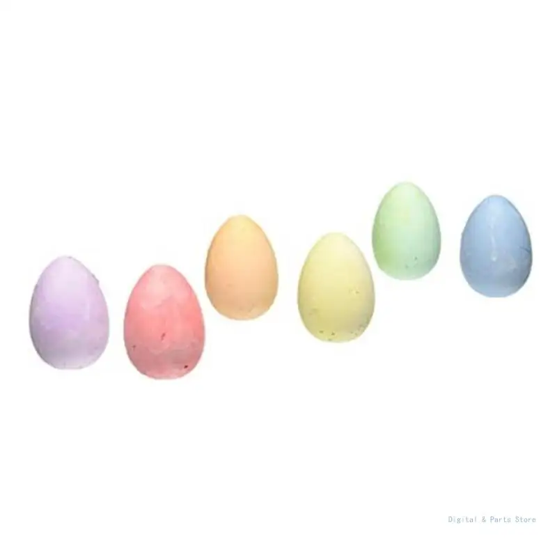 M17F 6pcs/Pack Lovely Egg-shaped Non-Toxic Colored Dustless Chalk Premium Dustless Chalk Kits Washable Reusable for Children