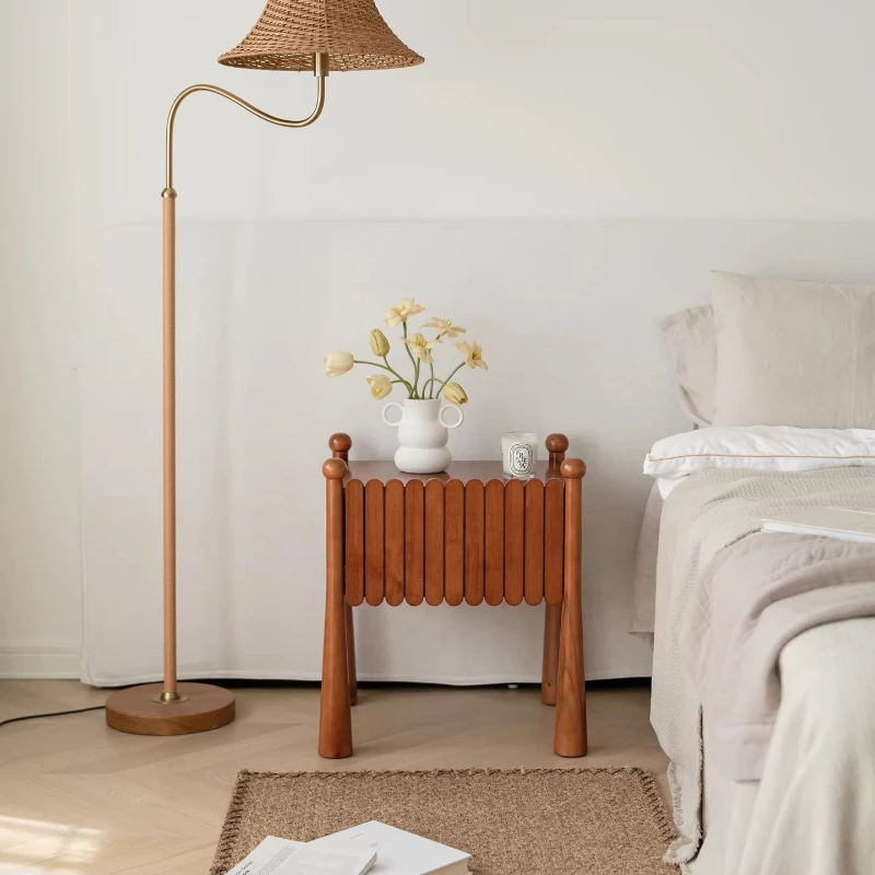 Retro solid wood bedside table Bedroom bedside locker