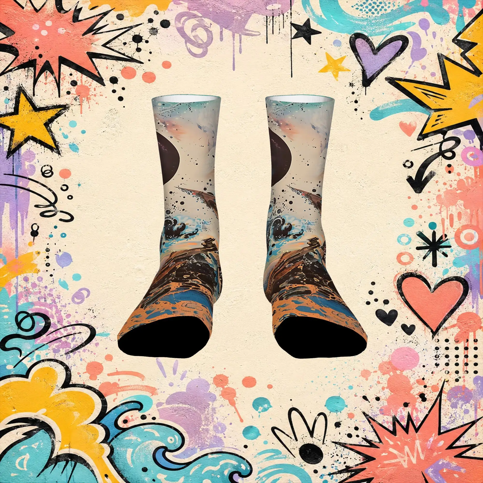 Brave Infinite Fantasy Print Trendy Men's compression Socks Unisex items Crew Sock Cycling socks