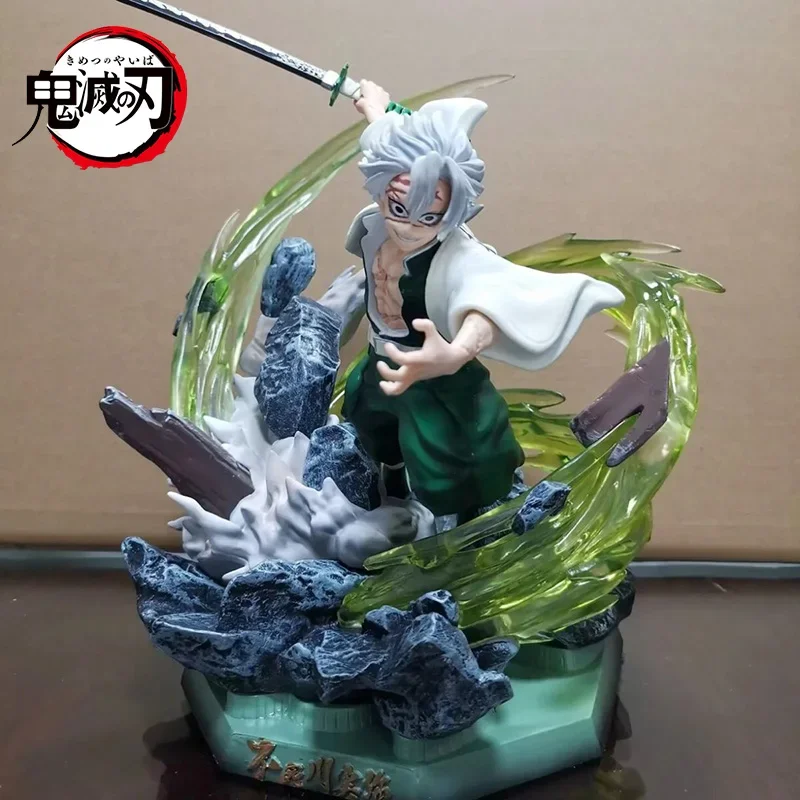 

23cm Demon Slayer Gk Shinazugawa Sanemi Battle Scene Glowing Kimetsu No Yaiba Pvc Action Figurine Decoration Collection Model