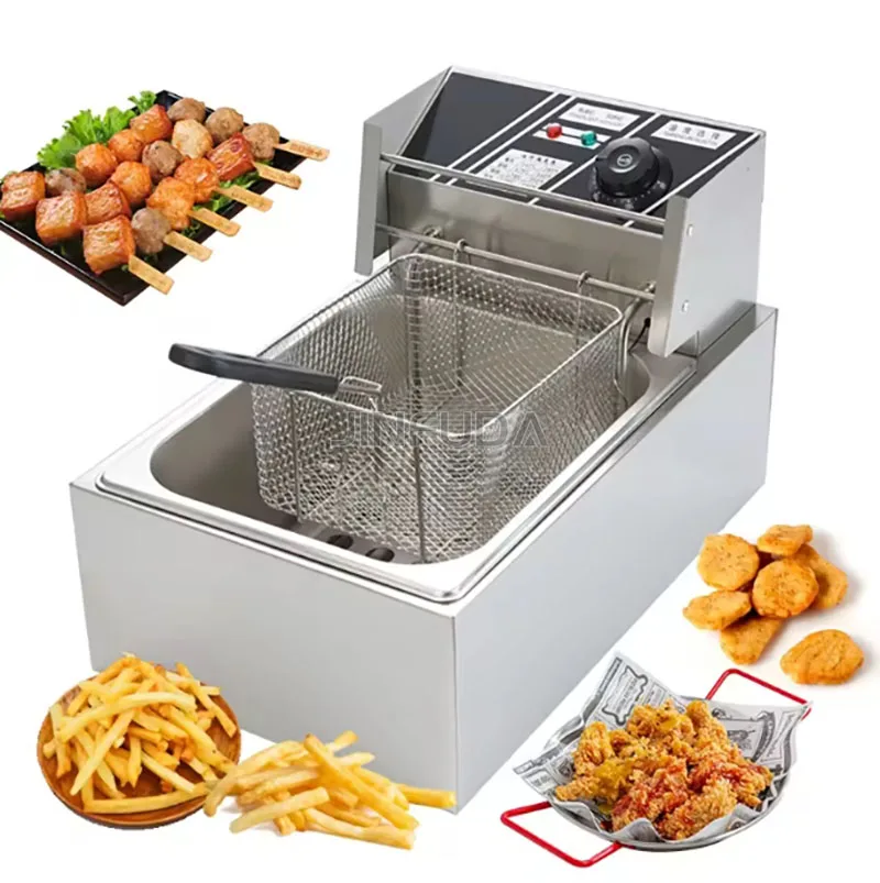 Commercial Industrial Stainless Steel 1-tank 1-basket Electric Fryer Oil Less Double Deep Fryer Commercial Electric Deep Fryer