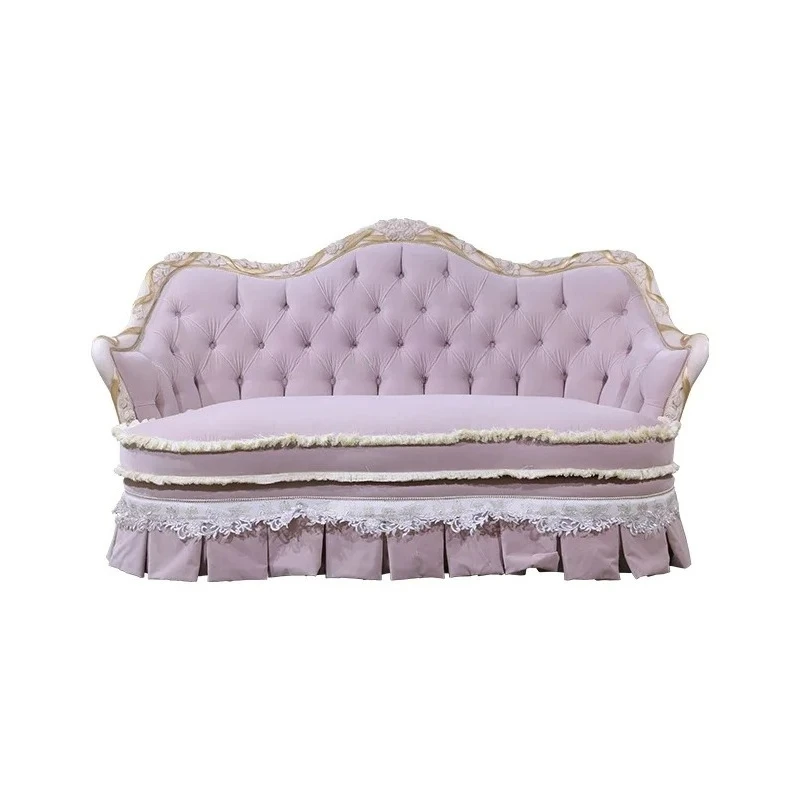 Style Sofa Solid Wood Furniture Luxury Villa Genuine Leather Sofa and Tea Table French Entry Lux Living Room