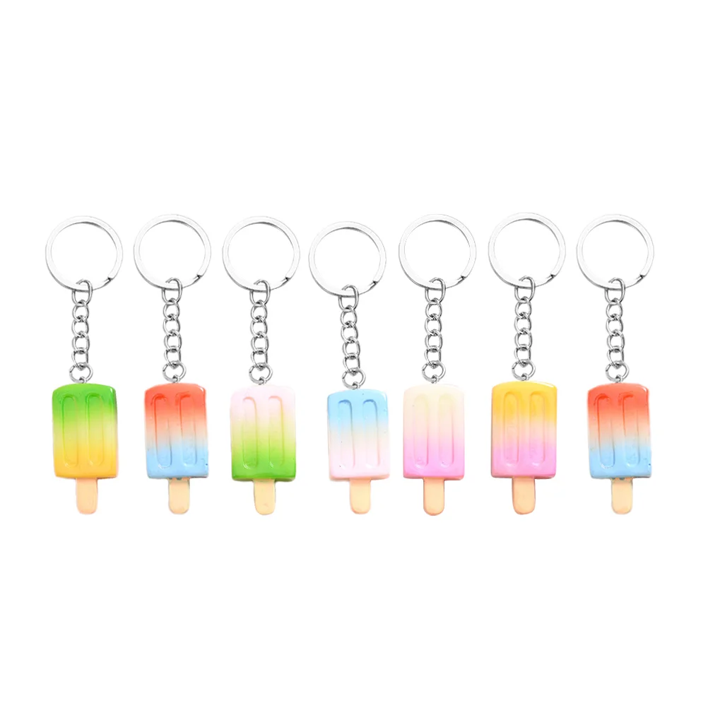 

7pcs Ice Keychains Colorful Keychains Key Ring Pendants Gradient Pendants for Bag Keys Decor Creative Key Rings