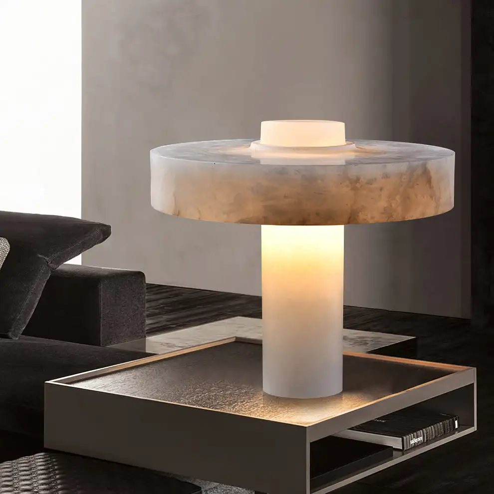 

Spanish Marble Table Lamp Modern New Chinese Light Luxury Model House Living Room Decoration Post-modern Bedroom Bedside Lamps