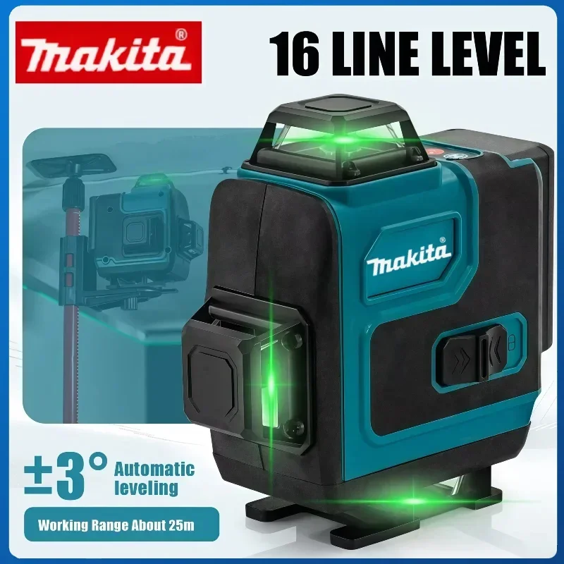 

Легкий лазер Makita, высокоточный, высокоточный, 16 линий, 360°, горизонтальный, вертикальный, поперечный уровень, зеленый настенный портативный инструмент