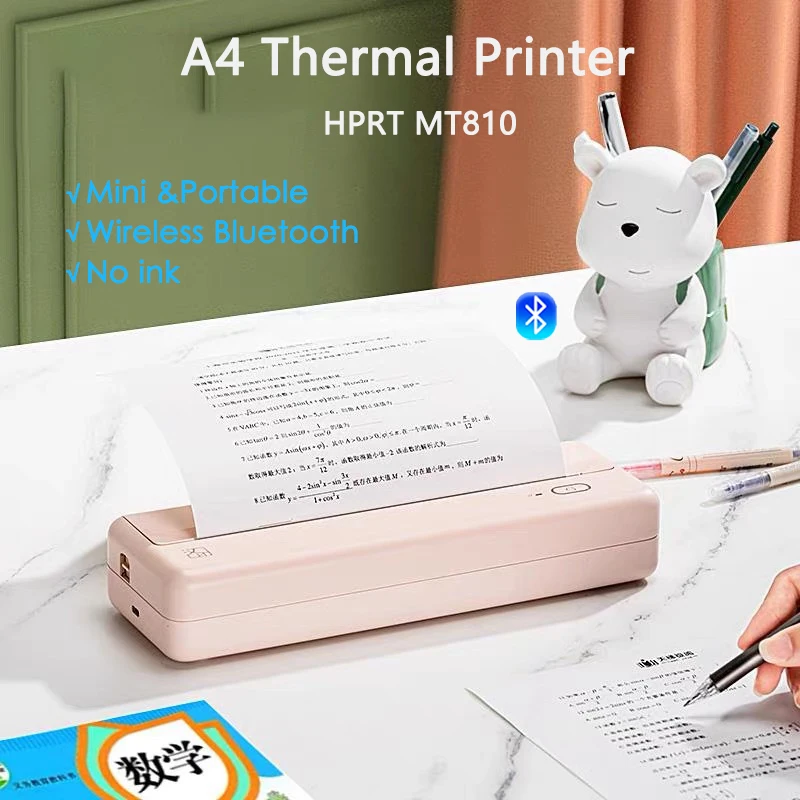 

HPRT MT810 A4 Portable Paper Printer Thermal Printing Wireless Bluetooth Printer Compatible iOS Android Mobile A4 Printer