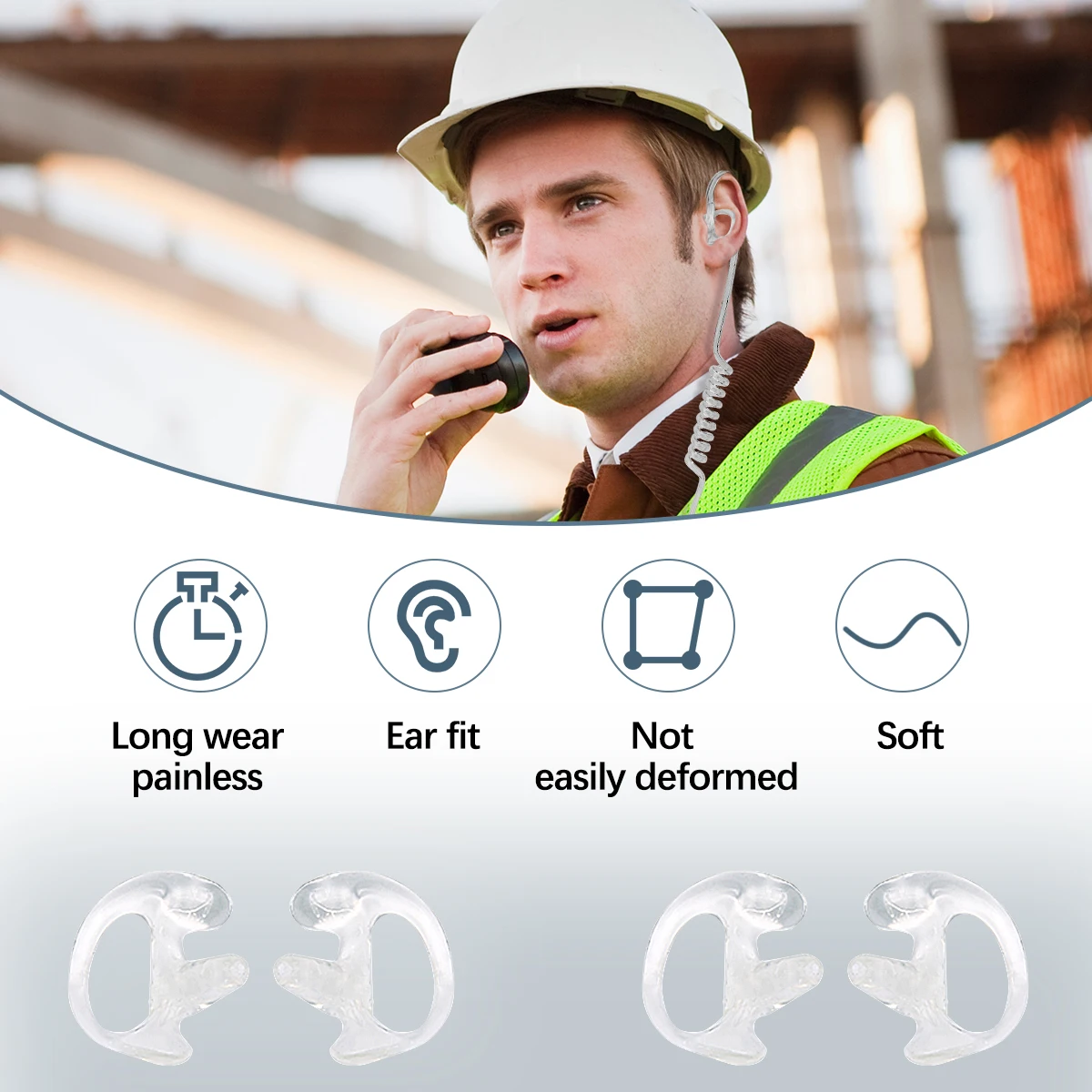 ABBREE Replacement Soft Silicone Earmold Earbud Earplug For Walkie Talkie Acoustic Coil Tube Earpiece Headset