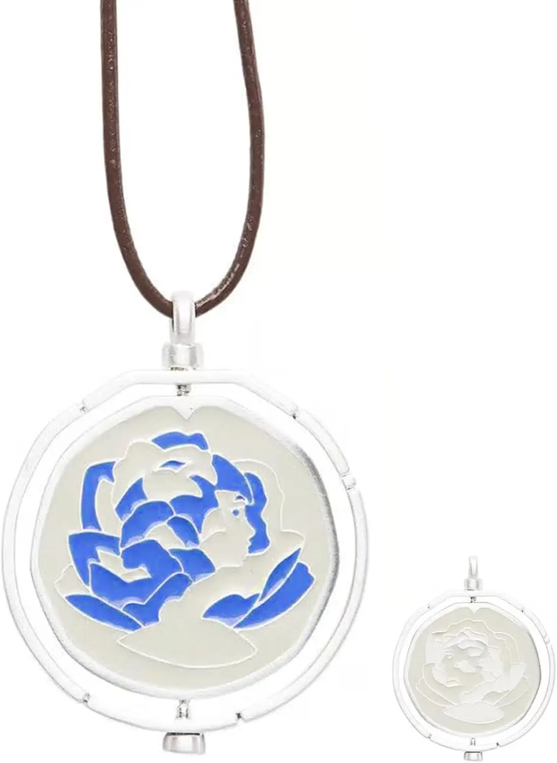 Men Arcaine Blue Rose Necklace Keychain , Rotating Rotatable Arcane Powder Pendant Necklace , Perfect Gift for Couple Men Women