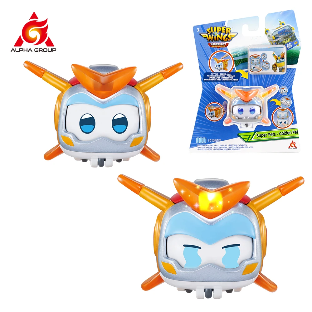 

Super Wings Super Pet-Tino Pet Dinosaur With Sparkling Light Slide Face to Change Emotion Kid Stackable Toy Christmas Gift