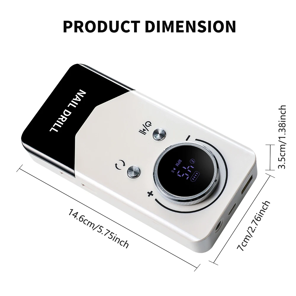 المهنية 45000 دورة في الدقيقة الكهربائية مسمار الحفر منخفضة الضوضاء مسمار ساندر ملف آلة قابلة للشحن ملف الأظافر لأداة صالون مانيكير