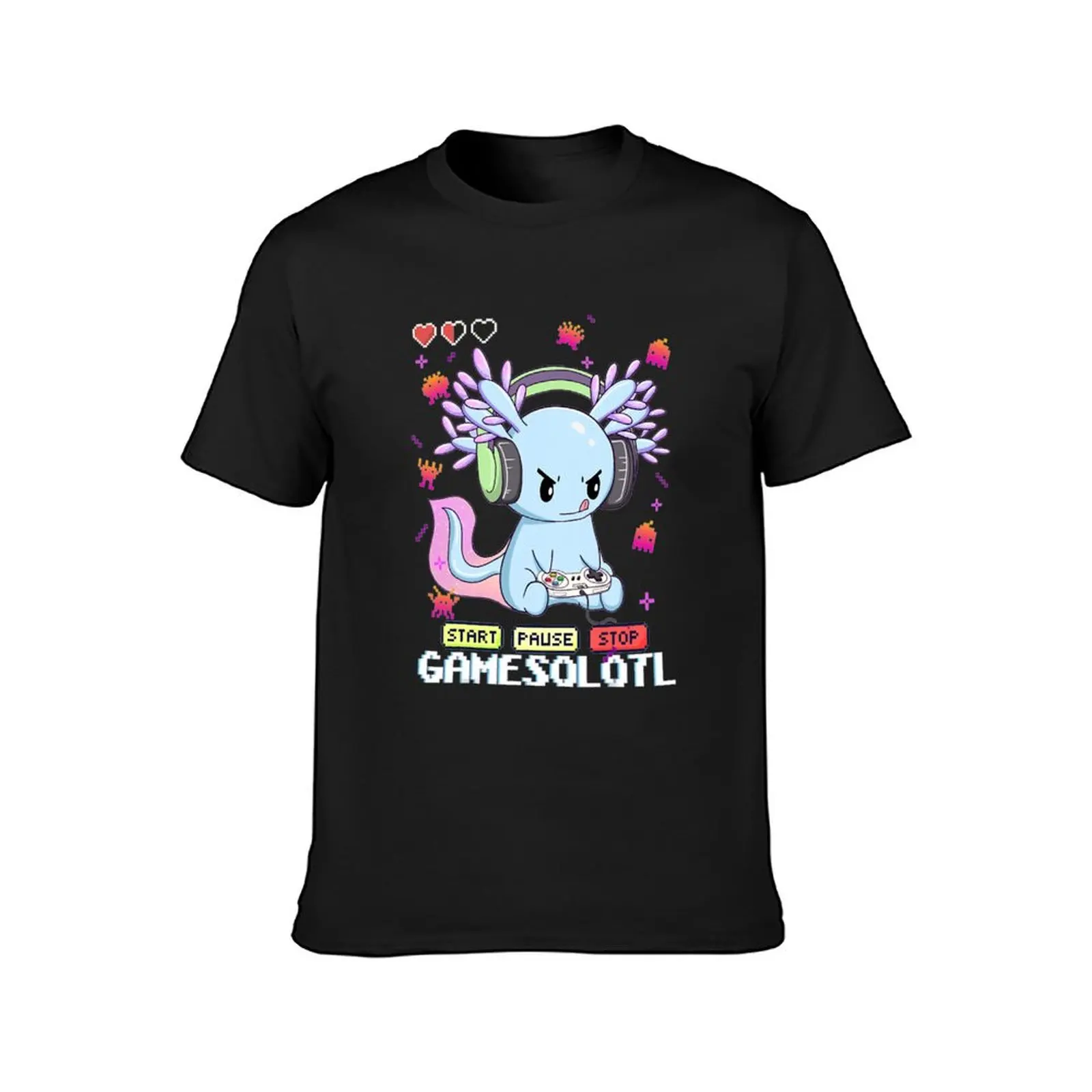 Gamesolotl Gamer Axolotl Fish Playing Video Games Lizard T-Shirt customs design your own boys animal print clothes for men