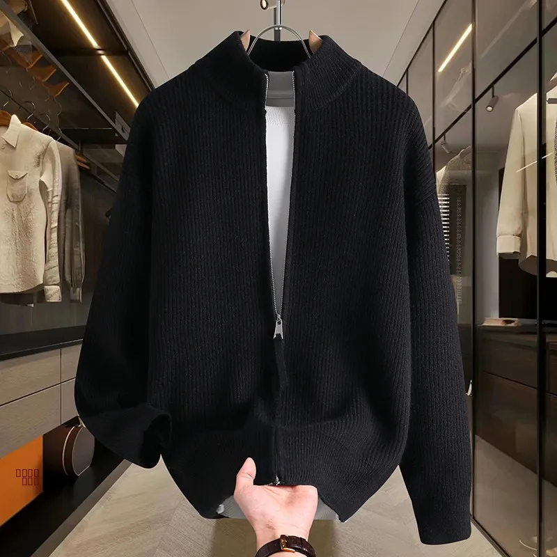 

2025 New Men's Knitted Sweater Cardigan Coat Casual Autumn Winter Sle Zipper Opening Design Comfortable Medium Thin