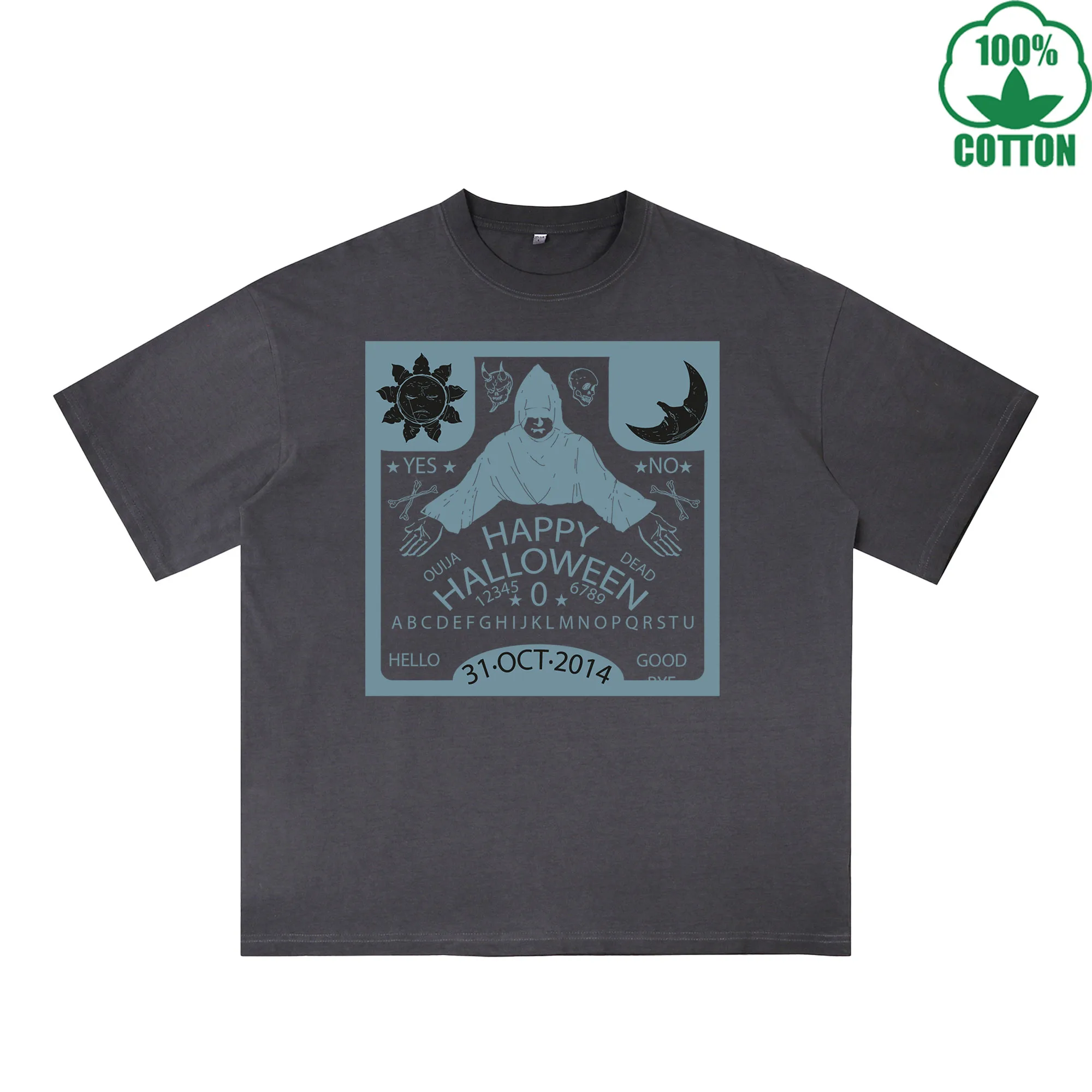 

Футболка с принтом «Солнце и Луна», 230 г, разноцветная, свободного кроя, модная, 100% хлопок, с коротким рукавом