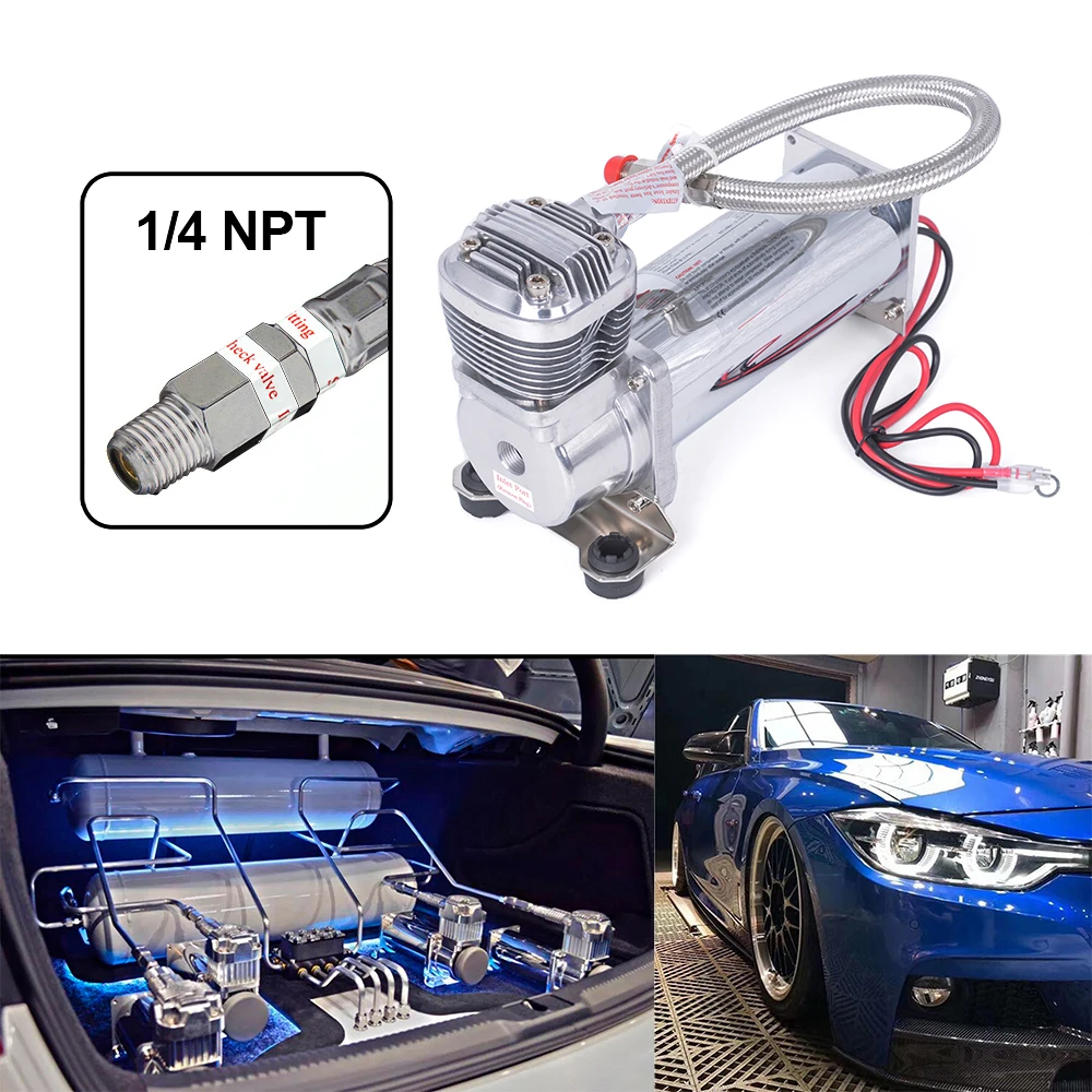 Low Noise 69DB DC 12V SQ495 300 PSI OUTLET 1/4 NPT 3/8 NPT Car Air Suspension Compressor/ Pump