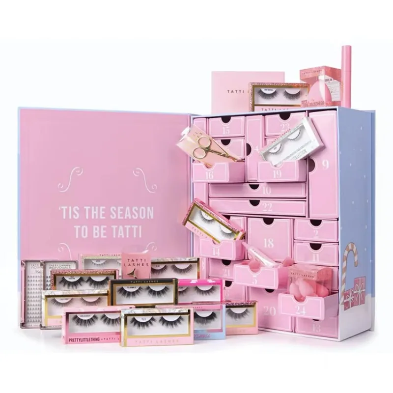 

Customization.Custom Retail Diy Glitrer Empty Christmas Make up Eyelash Beauty Packaging Advent Calendar 30 Days