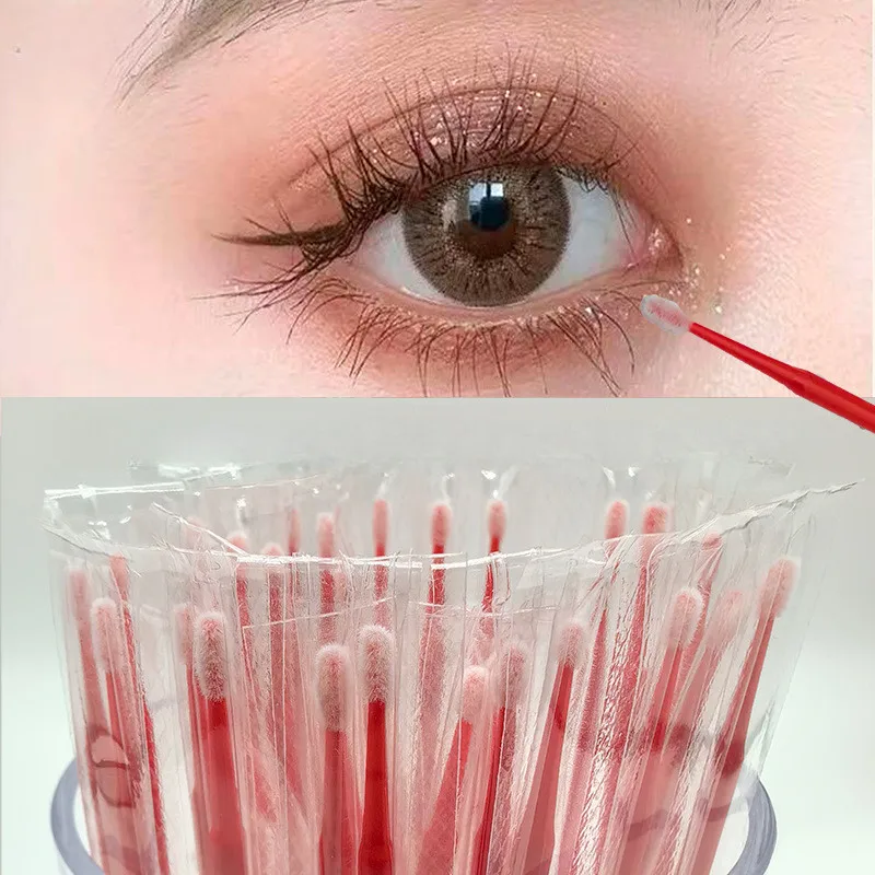 

100Pcs Eyelash Cleaning Brush Lash Extension Micro Cotton Swab Individual Eyelashes Microbrush Beauty Makeup Clean Remover Tool