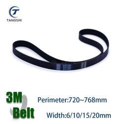 HTD 3M Rubber Arc Tooth Closed Loop Timing belt width 6/10/15/20mm Synchronous belt length 720/726/732/735/738/750/753/768mm
