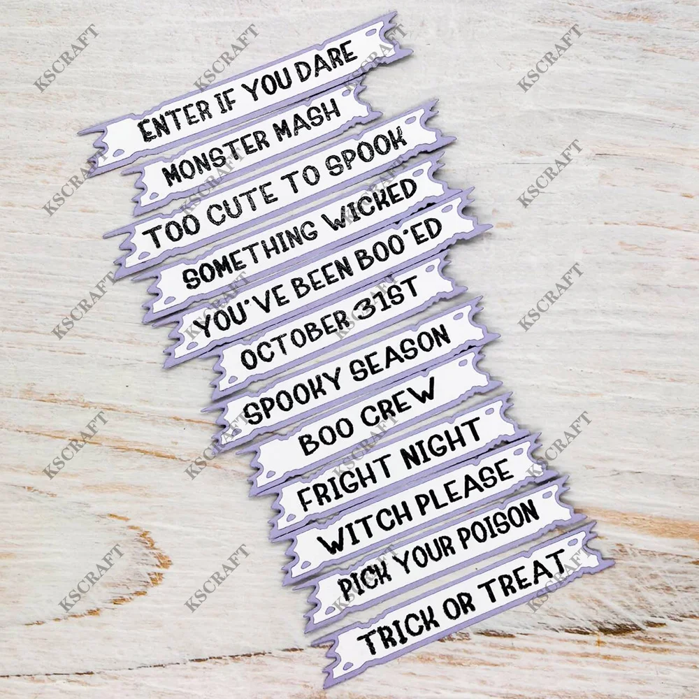 KSCRAFT Halloween Sentiment Strips Stanzformen Schablonen für DIY Scrapbooking Dekorative Prägung DIY Papierkarten – Detail 2