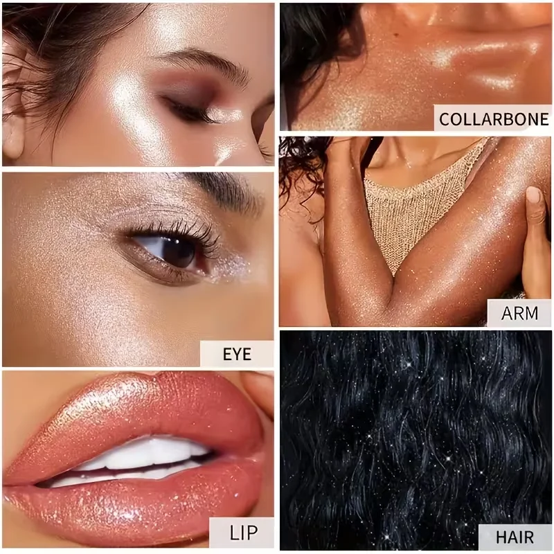 Glitter Highlighter Powder Diamond High Gloss Makeup Face Body Pearlescent Highlighter Powder Professional High Light Cosmetics