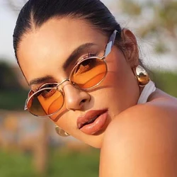 New retro oval sunglasses fashion simple personality small frame sunglasses punk Y2K unisex sunglasses UV400