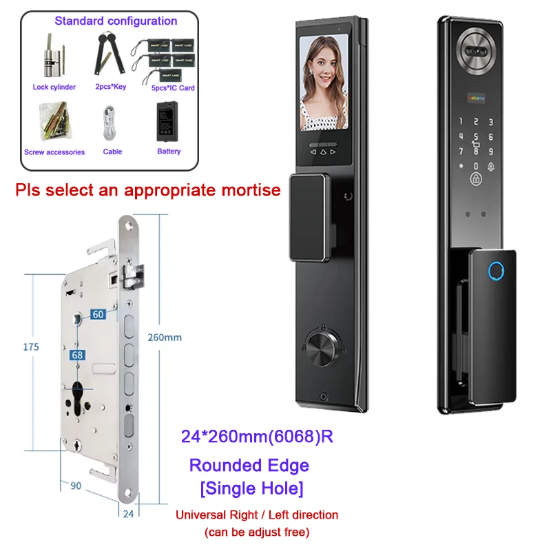 Wifi Tuya APP 3D Gezichtsherkenning Slim deurslot met camera Videogesprek Spraakintercom Digitaal deurslot Automatisch deurslot