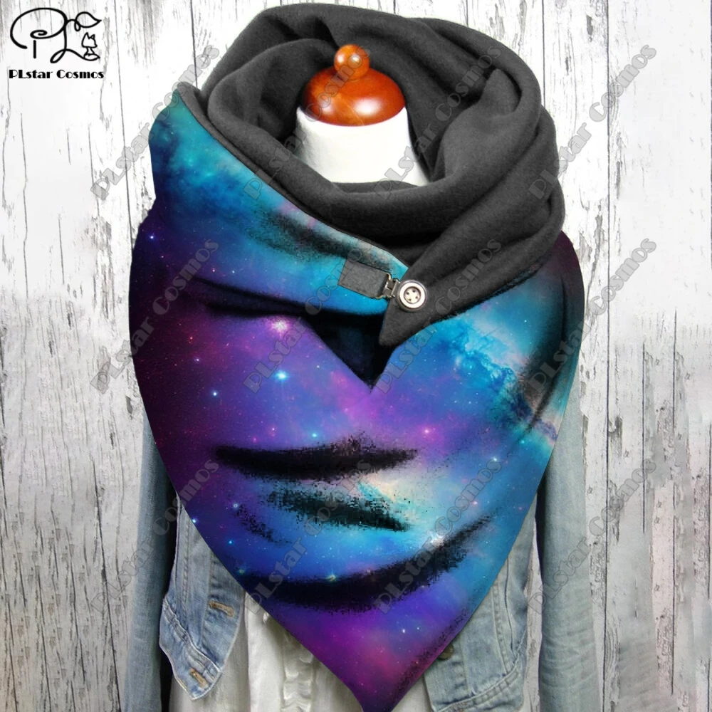 3D printing color universe starry sky gradient pattern warm shawl scarf spring and winter large triangle scarf casual gift