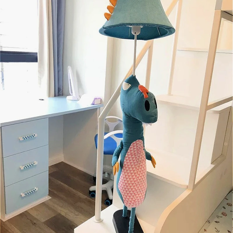 T-rex Floor Lamp Bendable Kid\'s Room Corduroy Fabric Floor Light Cartoon Dinosaur Living Room Lighting Standing Reading Light