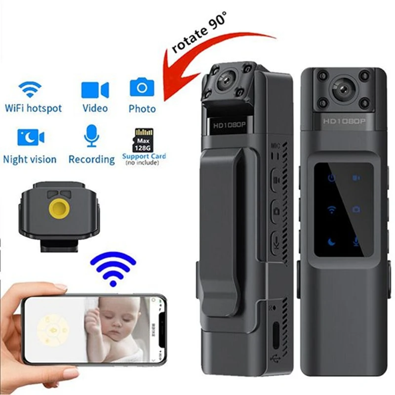 2 Pcs HD 1080P Mini Camera, Convenient Back Clip Night Vision Recorder, Portable Wearable Video Recorder (Wifi) Durable