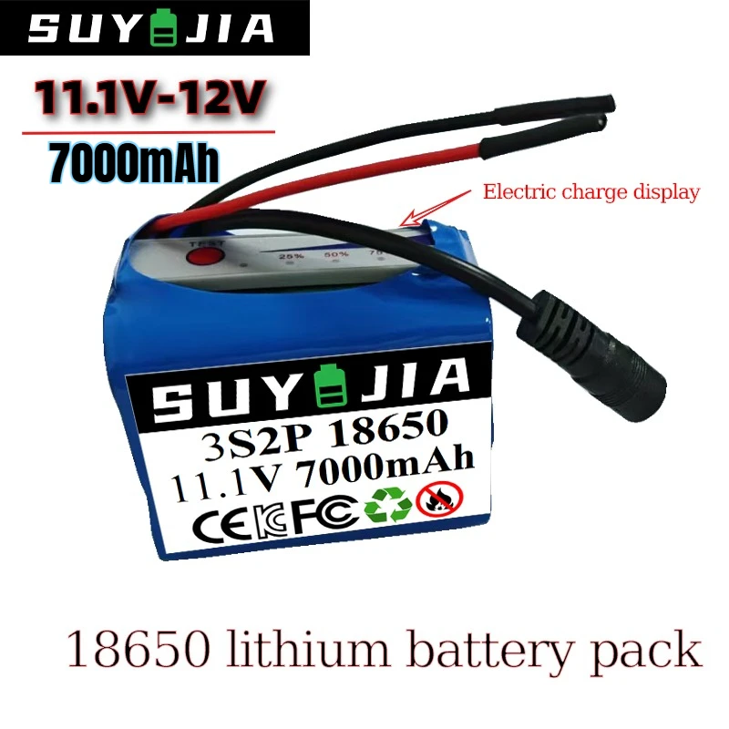 

18650 3S2P 11,1 В-12 В 7000 мАч Литий-ионный аккумулятор 12,6 В Зарядная батарея + зарядное устройство