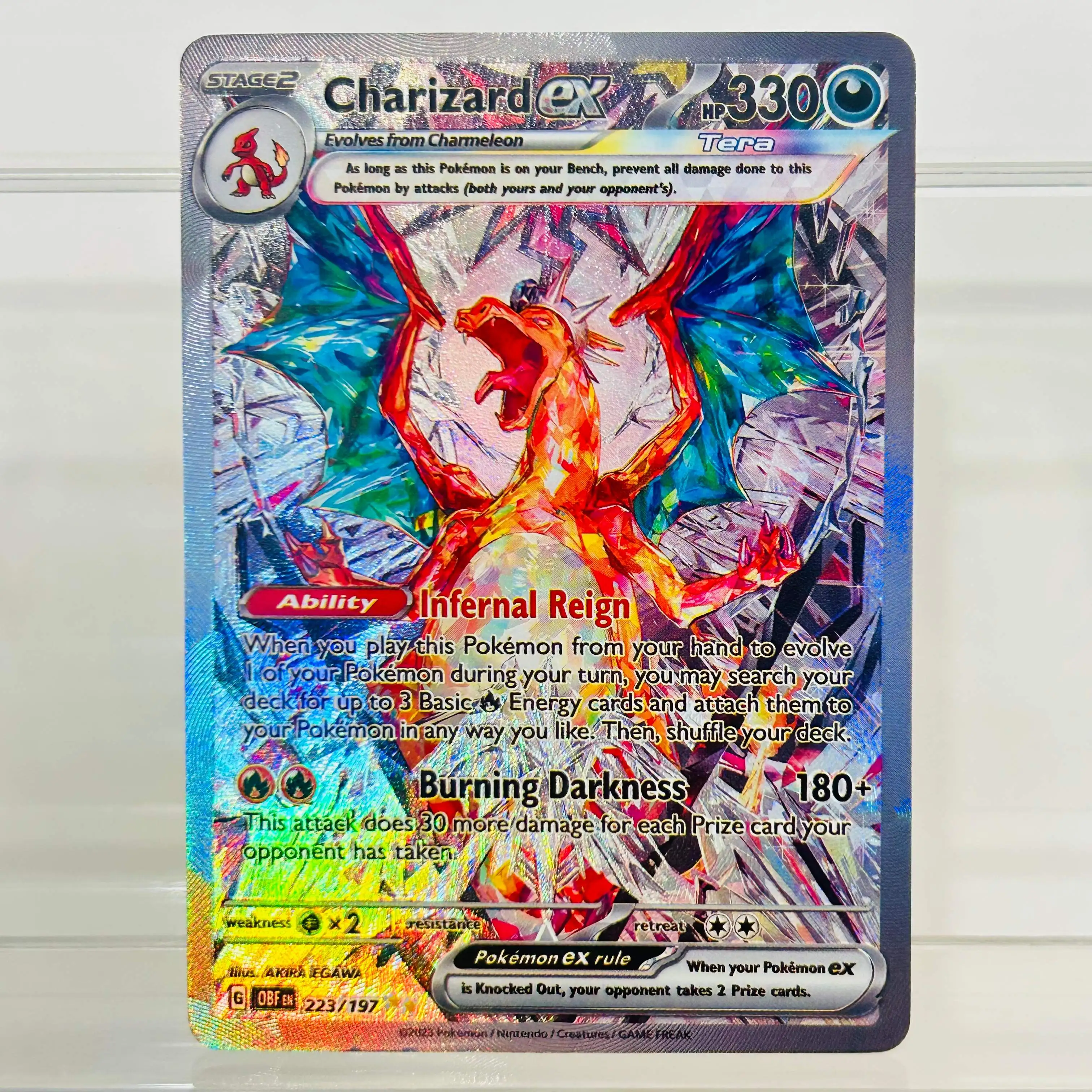 Cartes de collection DIY Charizard ex 223/197 en version anglaise avec texture foil, qualité premium, pour collection de cartes TCG Anime