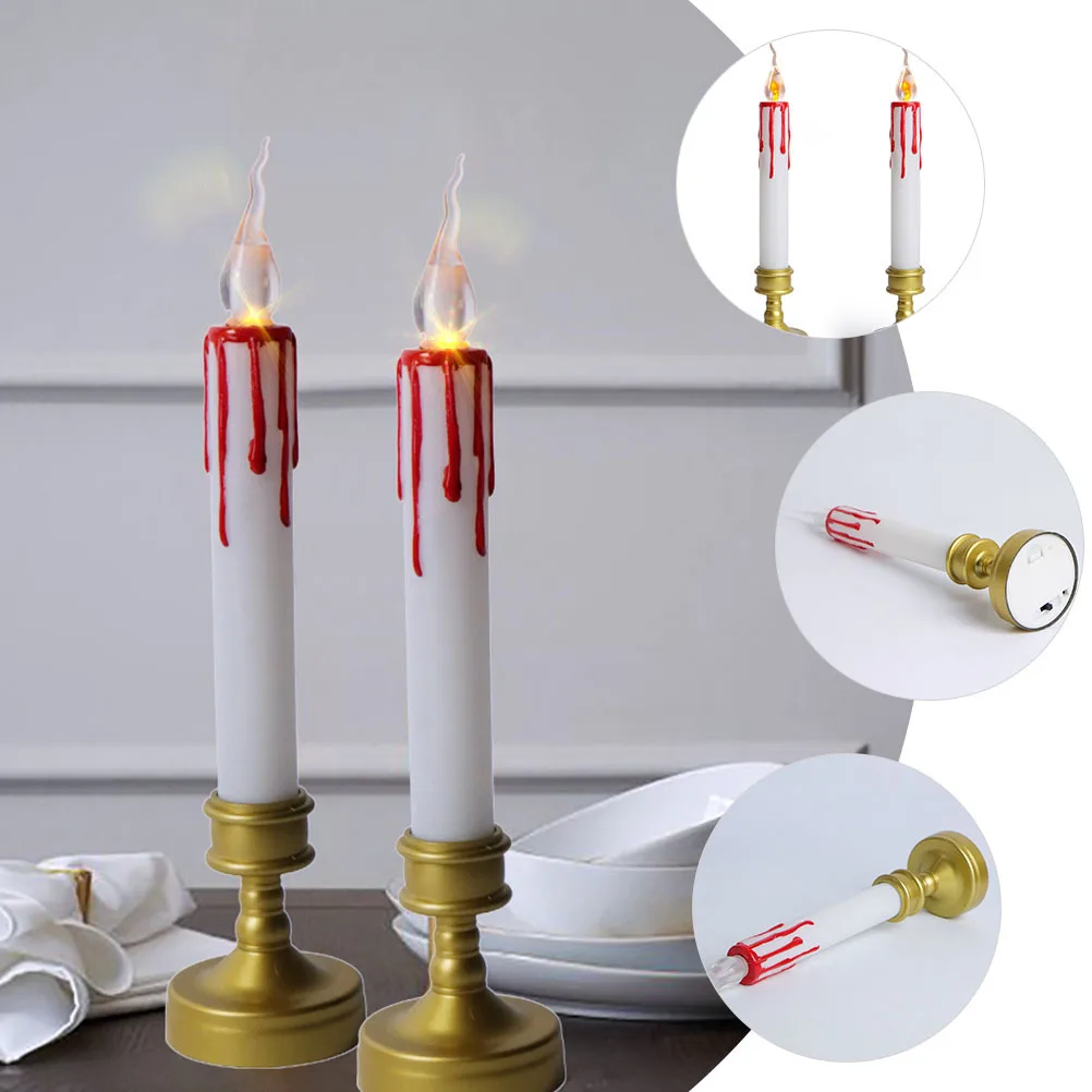 

1Pair Flameless Tapered LED Candles Operated Safe Decorative Candlesticks Cup for Party Home Window Christmas Warm