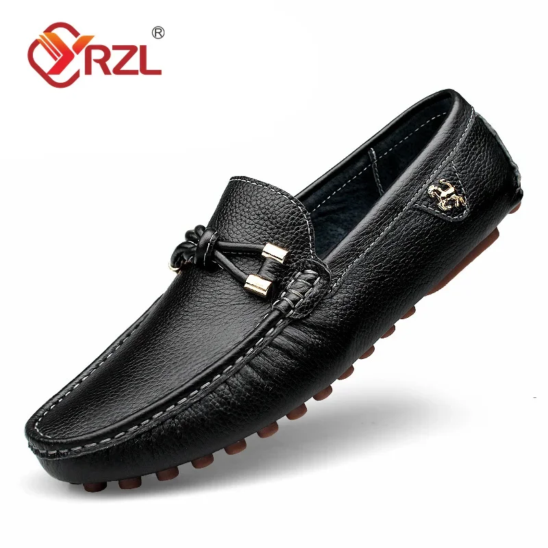 YRZL Loafers Men Handmade PU Leather Loafers for Men Casual Driving Flats Shoes Comfortable Slip-on Moccasins Men Loafer Shoes