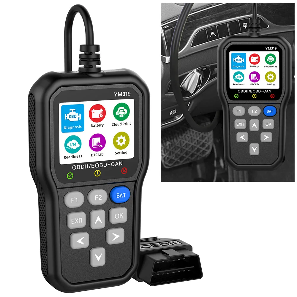 Battery Tester OBD2 Scanner YM319 Multi-language Check Engine System Car Diagnostic Tool Code Reader Read Vehicle Information